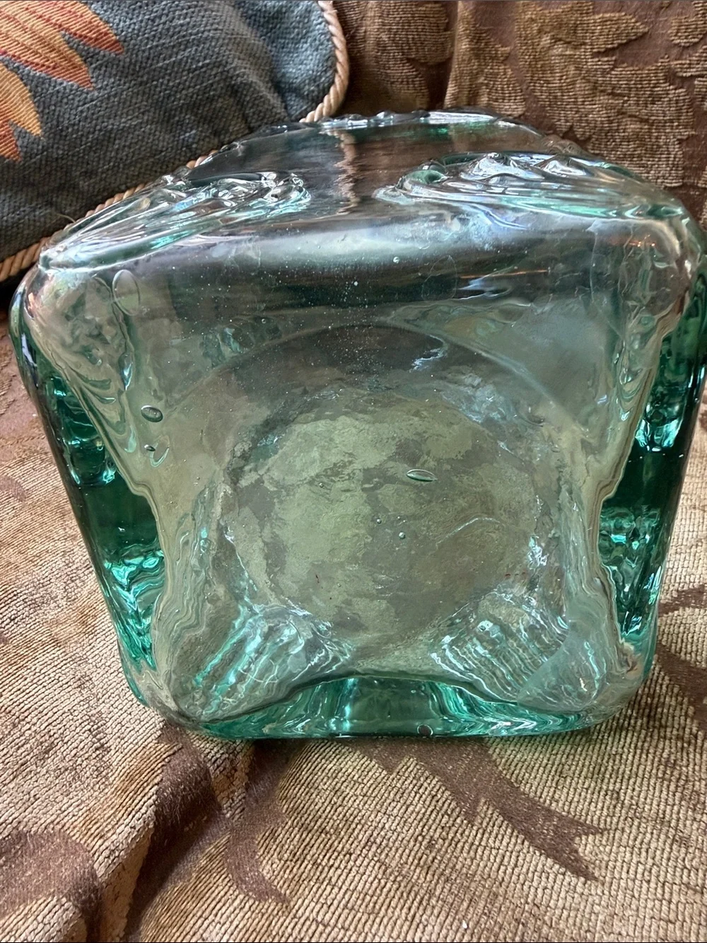 Vintage Pressed Recycled Embossed Glass Repurposed Vase